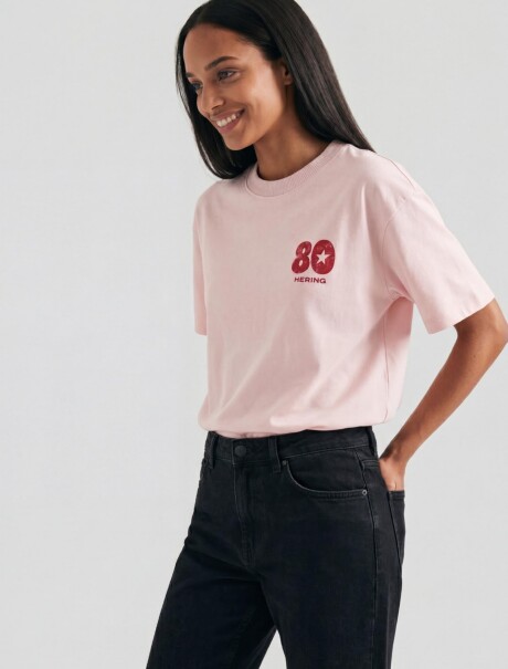 CAMISETA MANGA CORTA CON ESTAMPA - BLANCO ROSADO