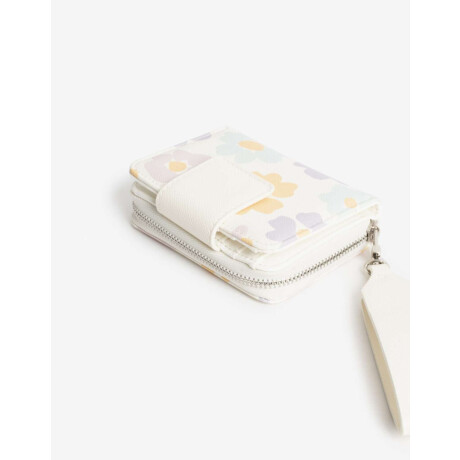 Billetera Texturada Con Solapa Estampado Flores