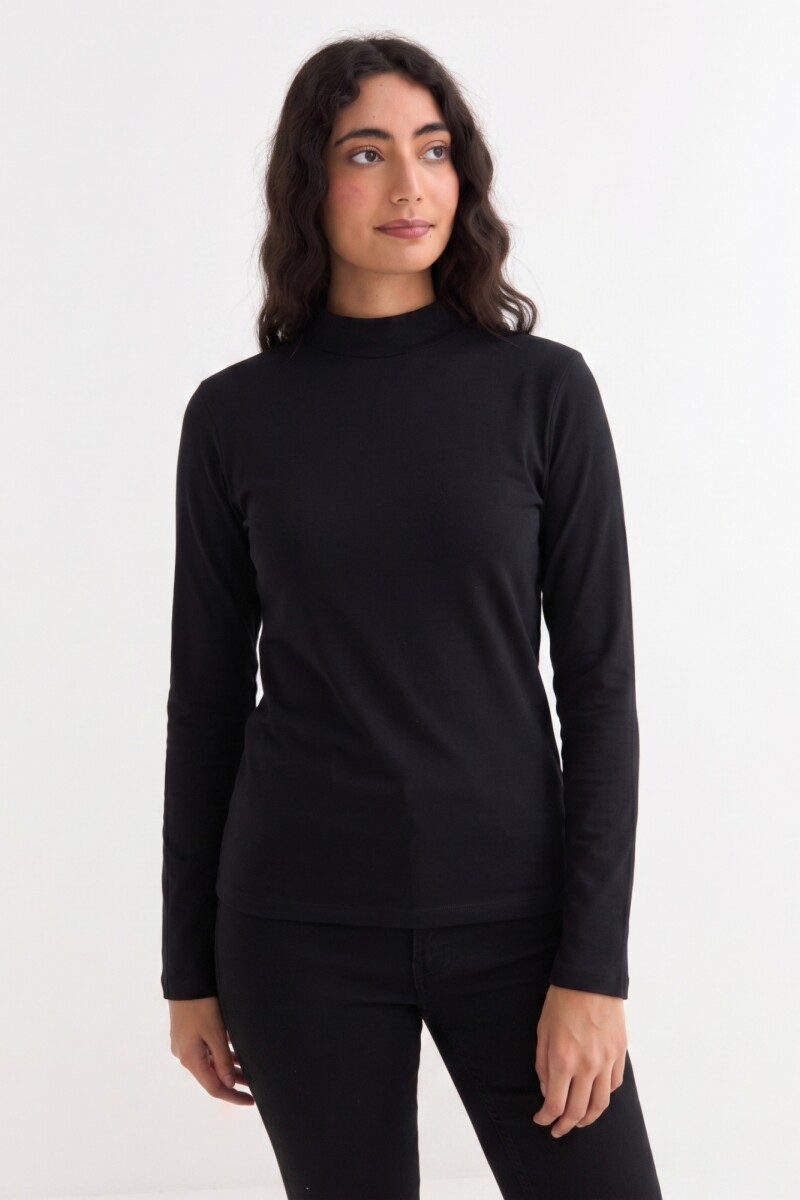 Remera m/l media polera - Negro 