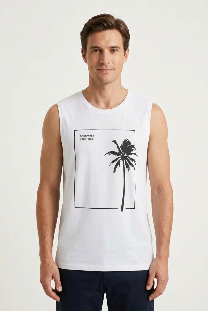 Musculosa estampada Good Vibes - Blanco 