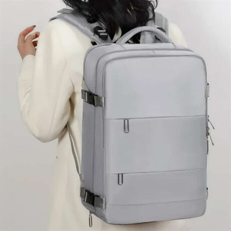 Mochila De Viaje Expandible Gris