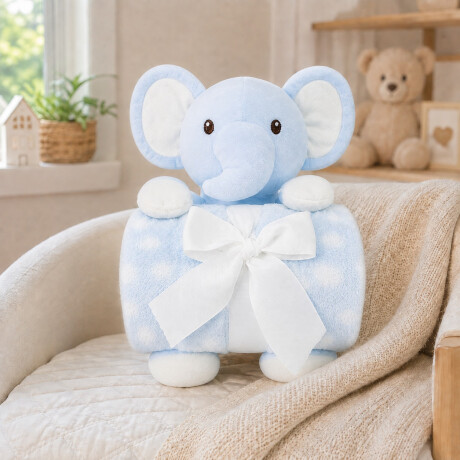 Set Manta con Peluche Elefante Celeste