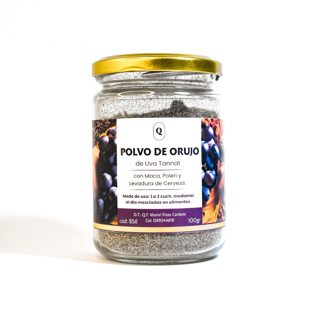 Polvo de Orujo de Uva Tannat con Maca, Polen y Levadura de Cerveza - 100gr 