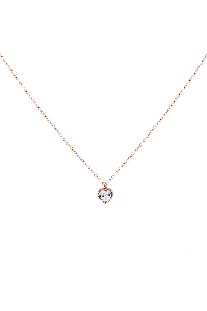 Collar con dije de corazon en piedra Oreiro dorado