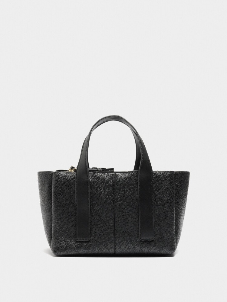 Bolso Tote Con Textura negro