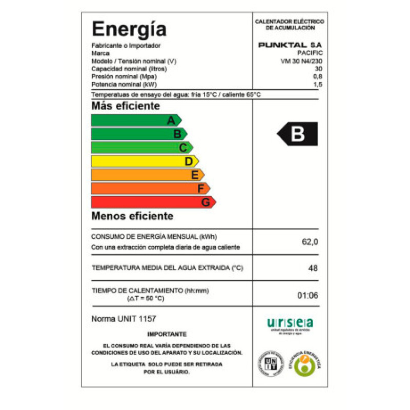 Calefón 30 Lts Pacific acero vitrificado Calefón 30 Lts Pacific acero vitrificado