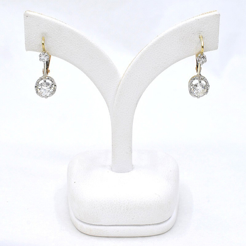 Caravanas Antiguas En Oro 18K Y Brillantes Caravanas Antiguas En Oro 18K Y Brillantes