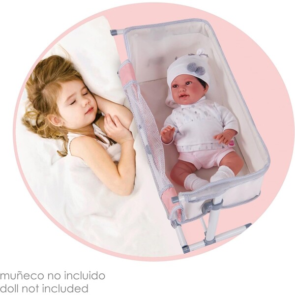 Cuna Muñeca De Cuevas Juguete Duerme Conmigo Altura Reguable Variante Color Rosa Gris