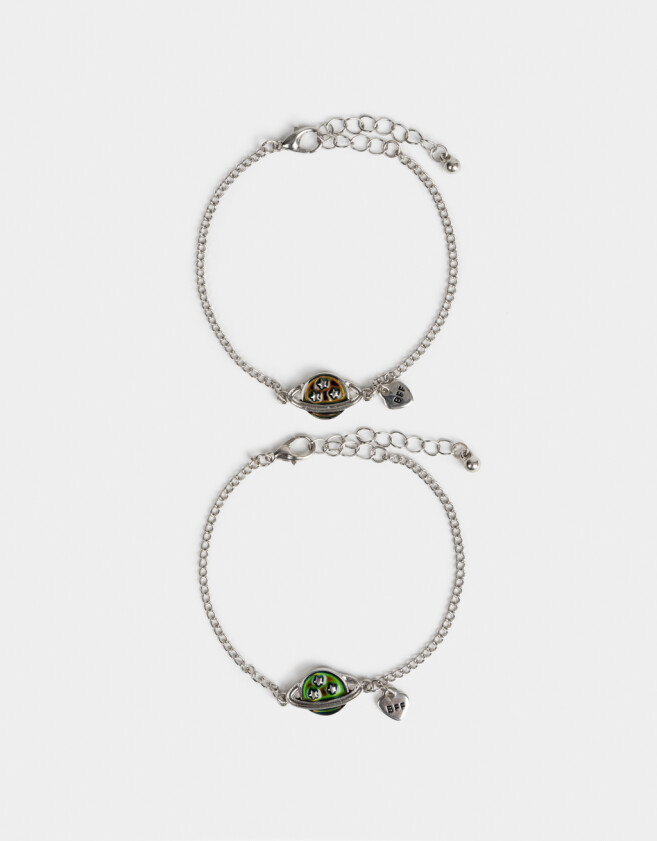 Pulseras Flexibles Sets Mood Set De Pulseras Flexibles Con Dije Planeta - Plateado