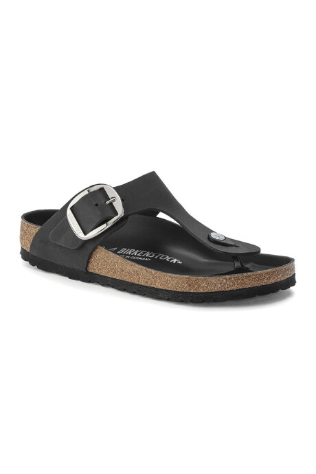 Sandalia Gizeh Big Buckle Oiled Leather - Regular Black