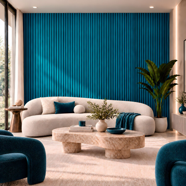 Pack x20 Wpc Simil Madera Wall Panel Lambrin 2.90x16.7 Azul 1
