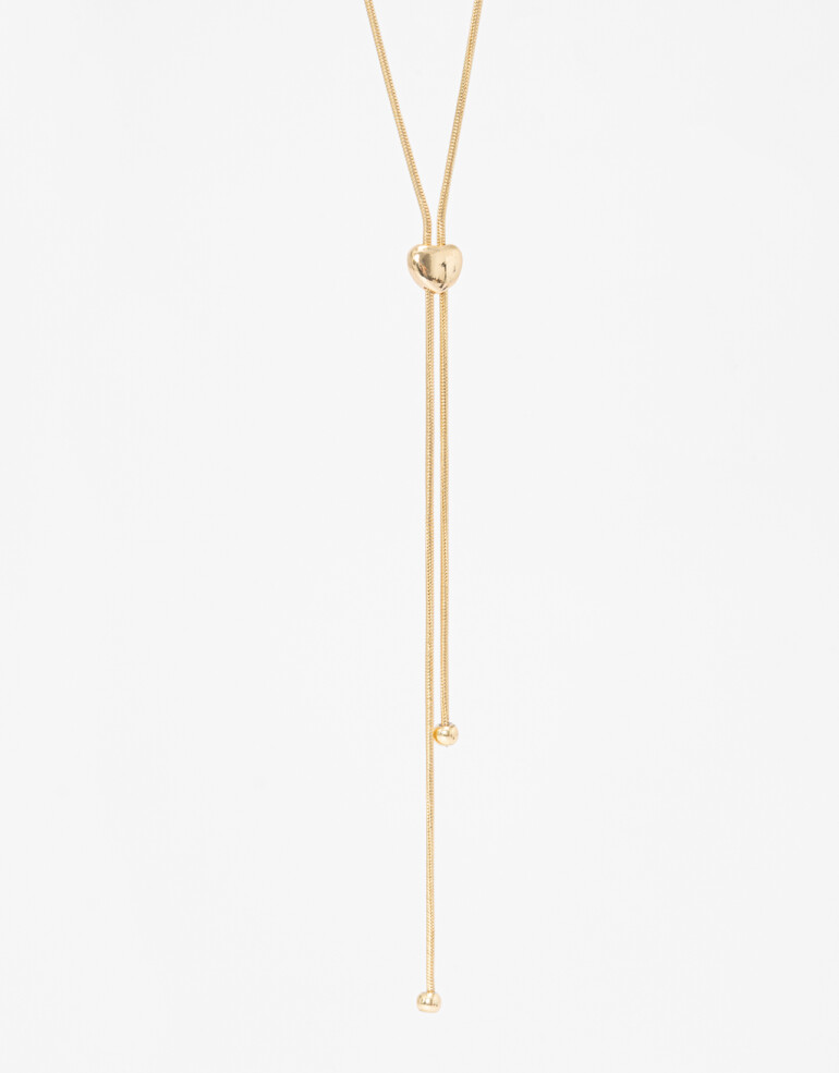 Cadena Corta con Dije Metal Collar Con Dije Corazón. - Dorado