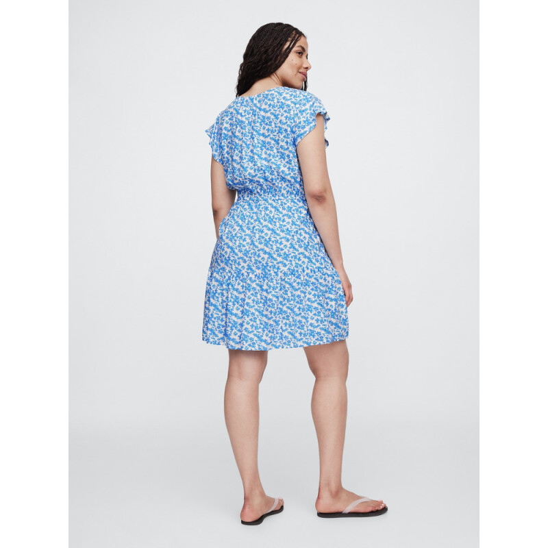 V-OPP SS TIE WAIST MINI BLUE DITSY FLORAL