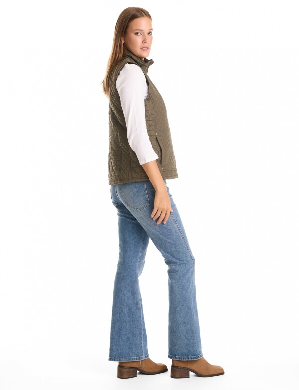 Chaleco Capitoneado Con Forro En Símil Piel OLIVA