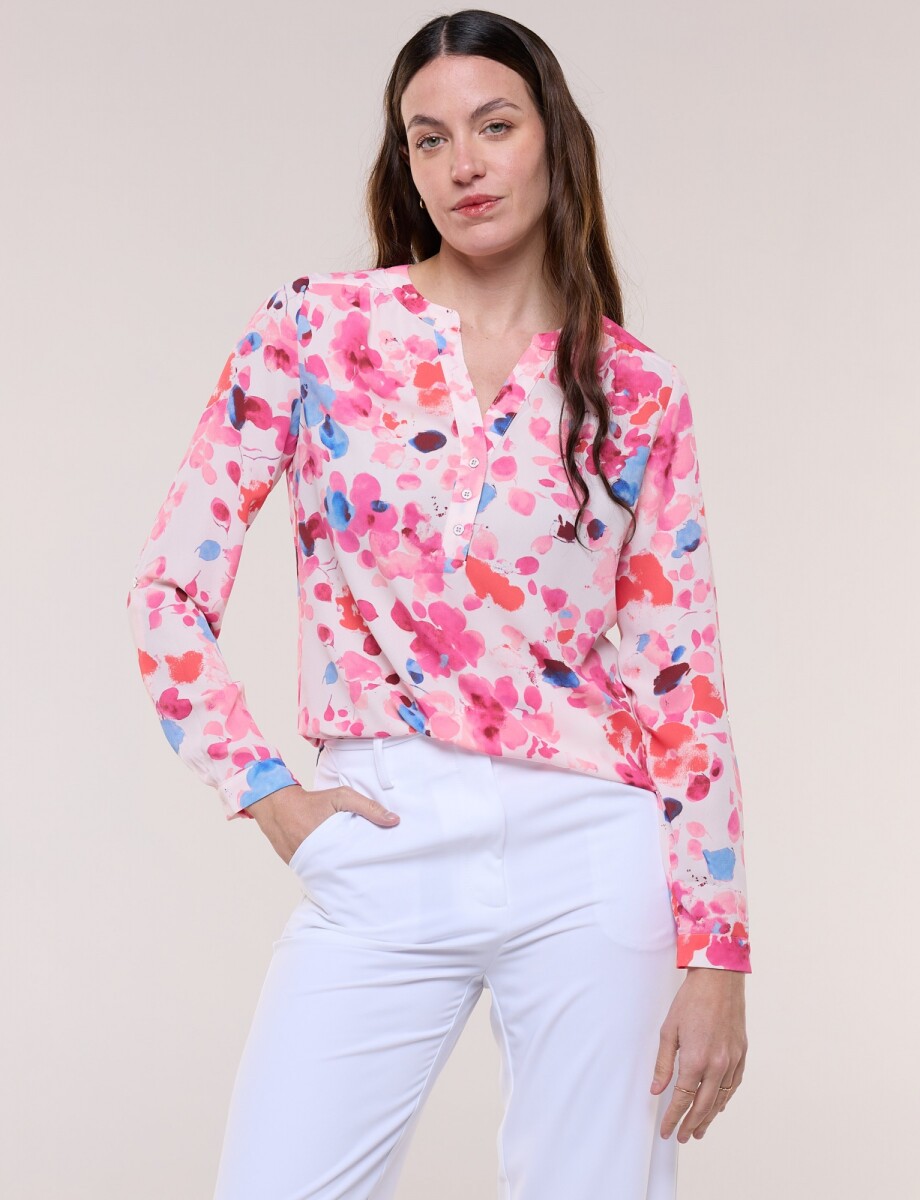 Blusa Gasa Print - Rosa/multi 