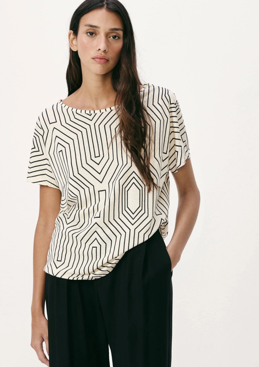 BLUSA MANGA CORTA ESTAMPADA - BLANCO 