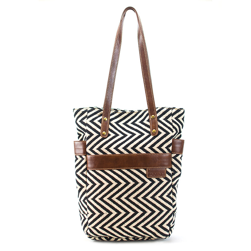 MATERA BOLSA SPYCA TELAR ZIGZAG NEGRO CON WHISKY