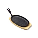 PLANCHA GRIL OVAL D28*19CM HIERRO C/BASE MADER PLANCHA GRIL OVAL D28*19CM HIERRO C/BASE MADER