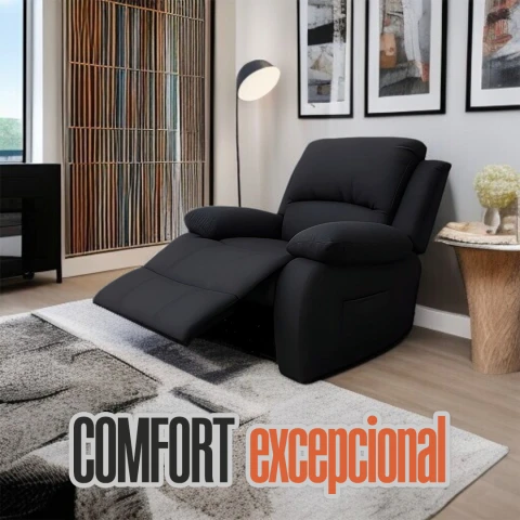 Sofá Sillón Poltrona Reclinable Masajeador Electrico Color Negro Tela