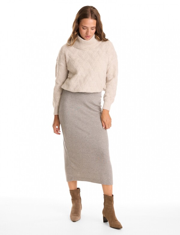 Falda Midi Tejida GRIS