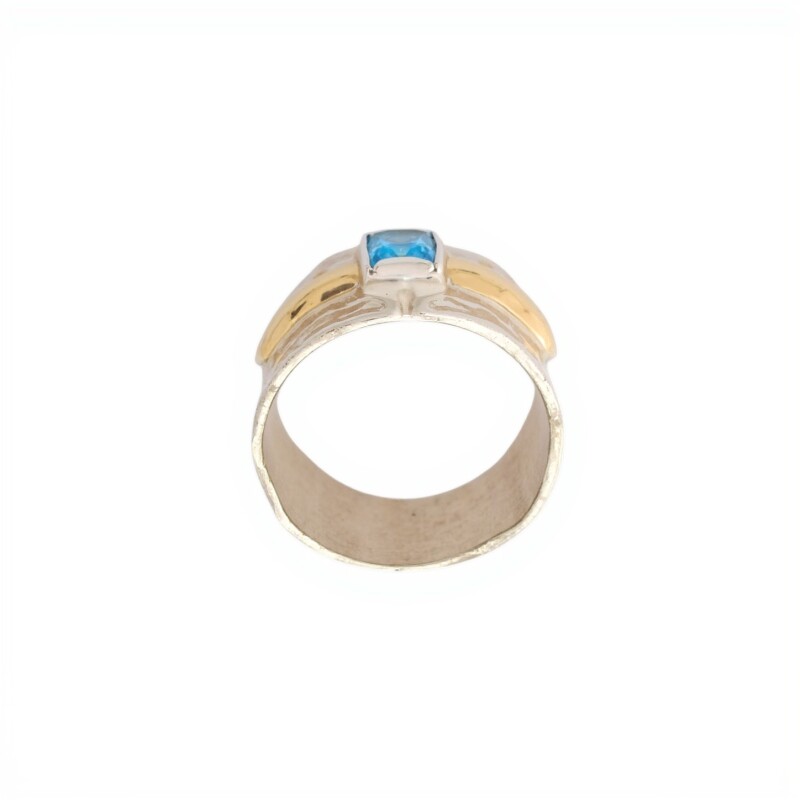 Anillo tubo Topacio-Plata y oro-Piedra Topacio-AN5922 conpiedra
