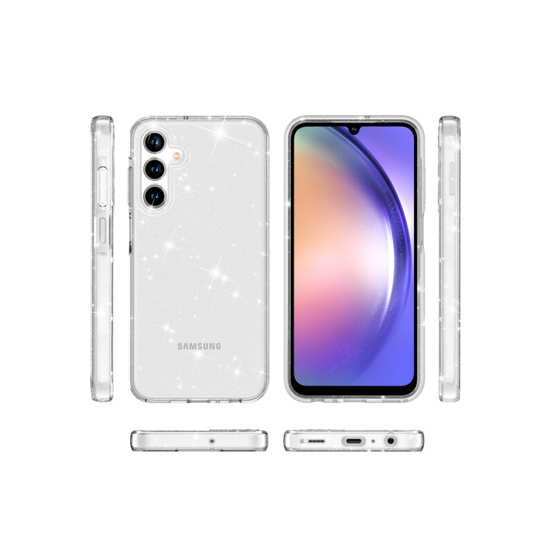 Protector para Samsung Galaxy A55 transparente con brillos Protector Para Samsung Galaxy A55 Transparente Con Brillos