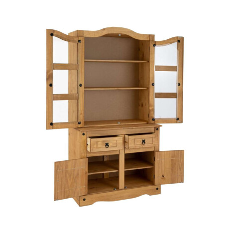 Cristalero 4 Puertas Madera Maciza Linea Mexicana Natural