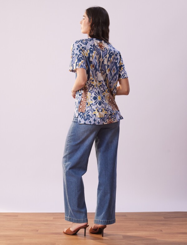 Remera Algodon Print MULTI/AZUL