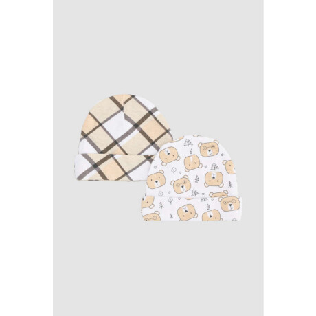 Set 2 gorros para bebe algodón Marfil