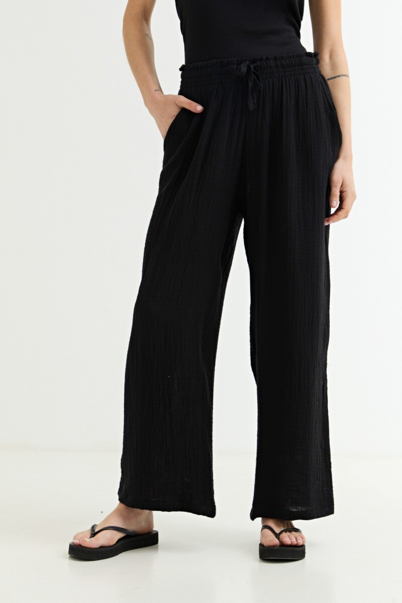 Pantalon amplio de gasa NEGRO