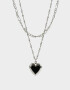 Collares Cortos Con corazón Collar Multicadenas Con Corazón - Plateado