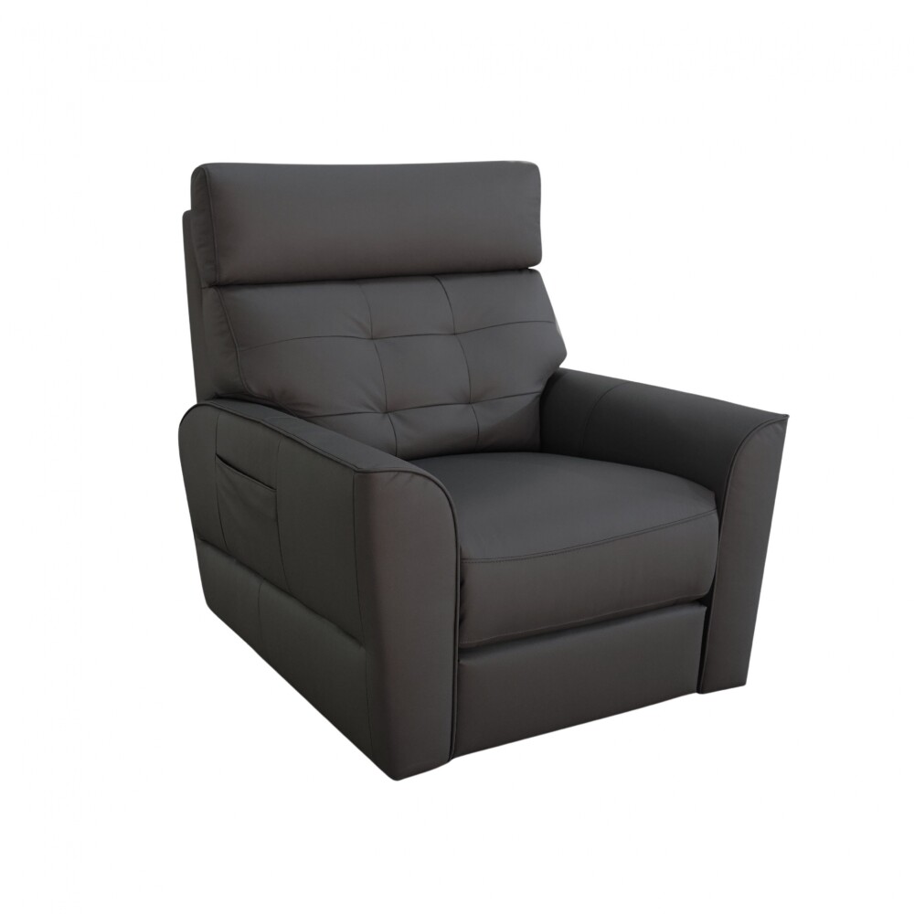 Poltrona Reclinable Eléctrica 100% cuero - Aurora Gris Oscuro