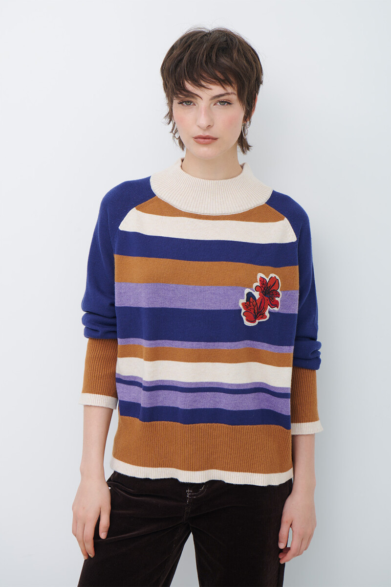 POLERA RAYA FLOR AZUL