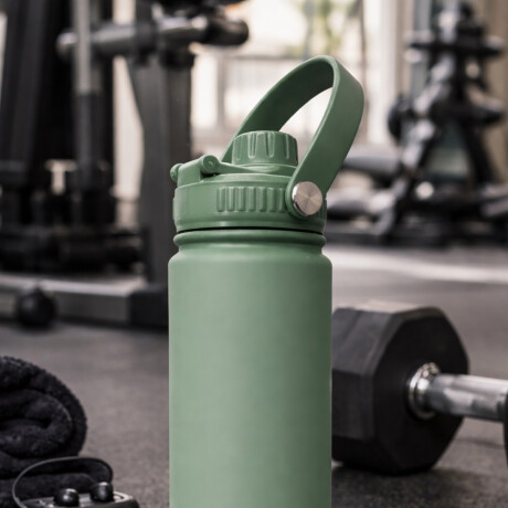 Botella térmica 600ml con tapa rosca y asa Verde