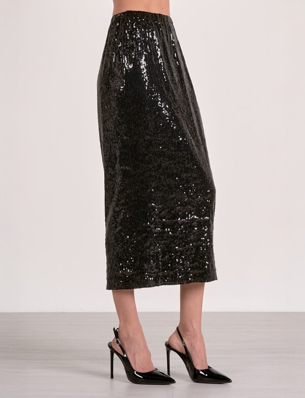 Falda Maxi Lentejuelas NEGRO