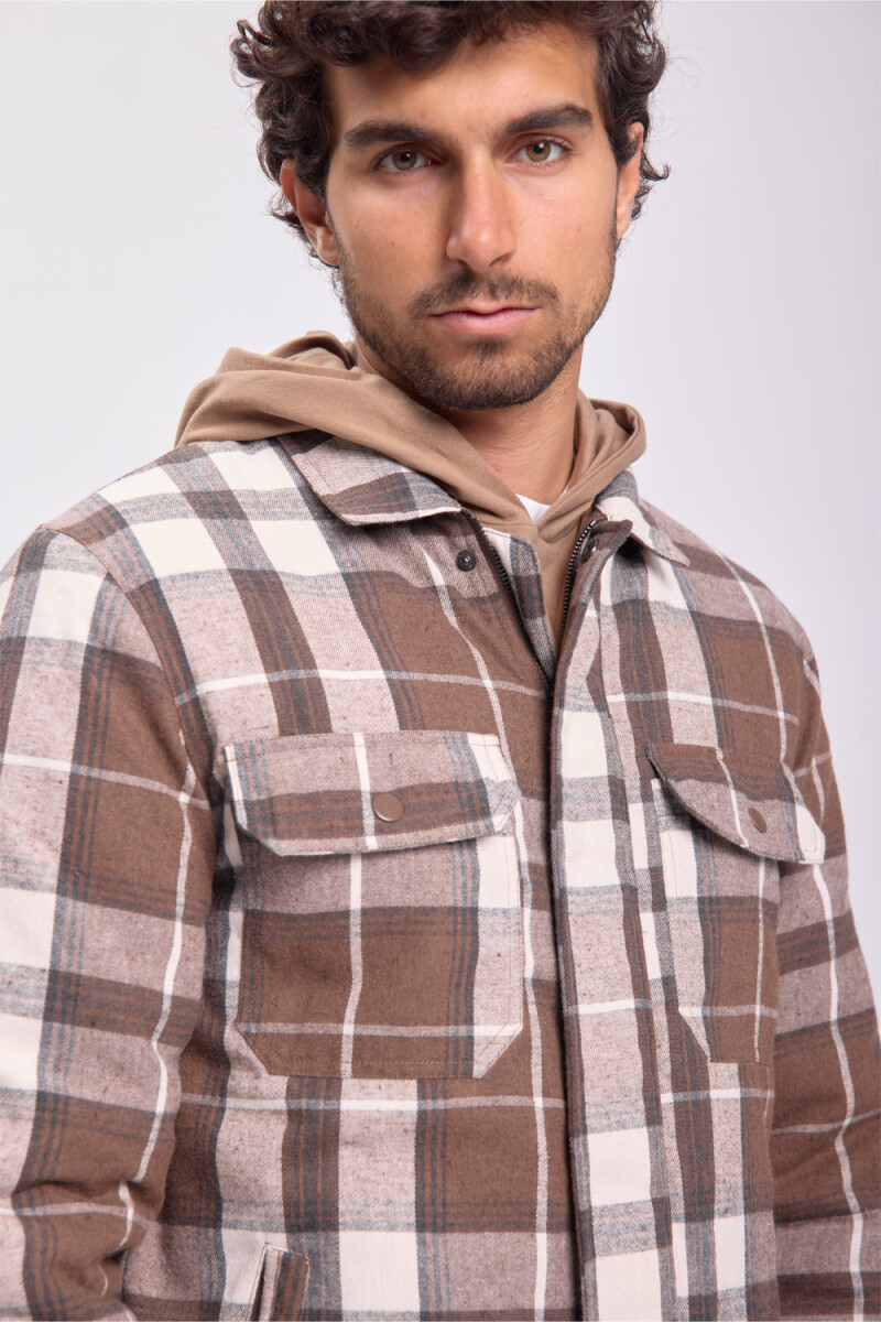 Sobrecamisa franela cuadros Tostado