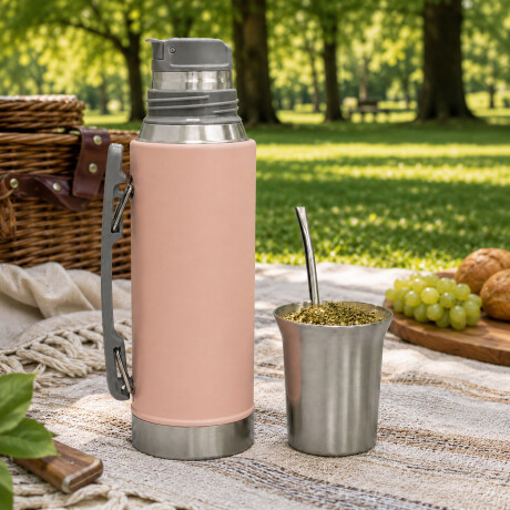 Termo 1Lt Acero Inox con Manija Retráctil y Tapa Mate Comet Rosa