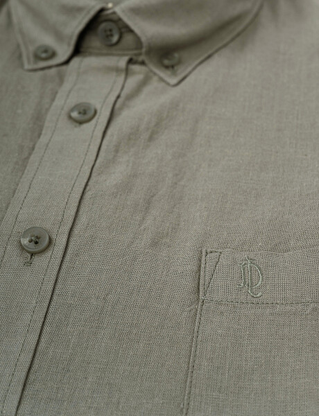 Camisa mc lino lisa verde