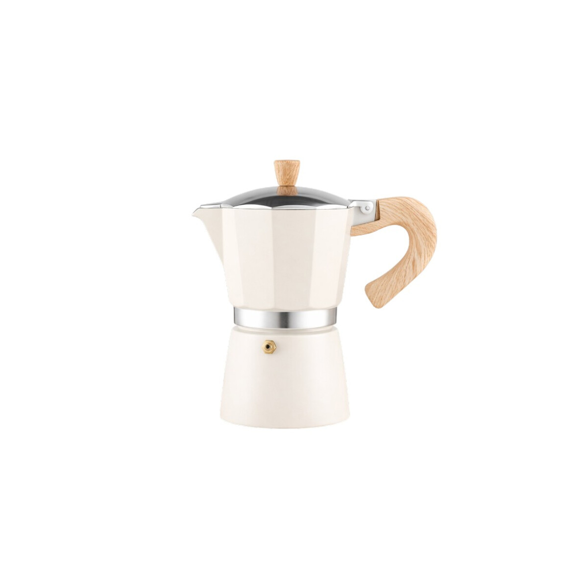 Cafetera italiana con mango simil madera 9 tazas - Beige 