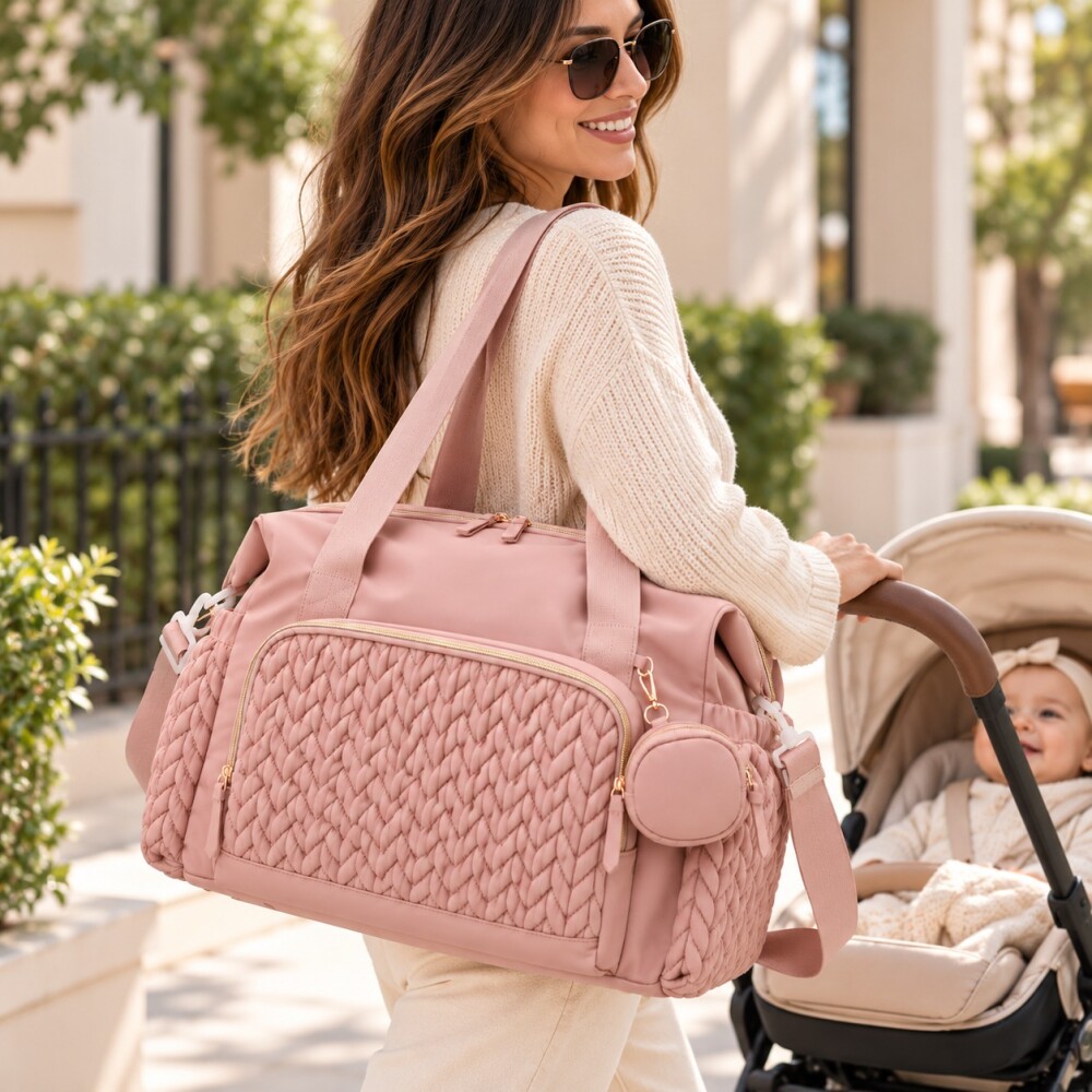 Bolso maternal XL ASH rosado