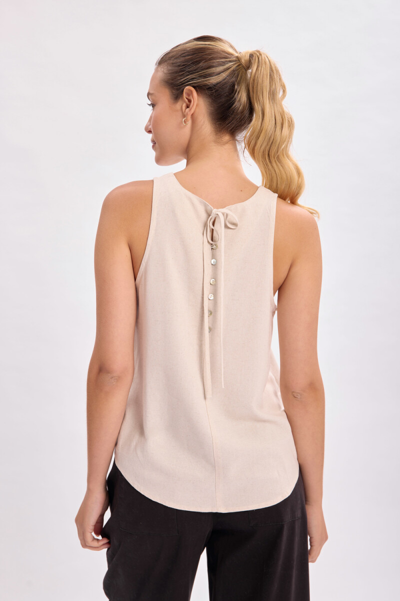 Top con lino Beige