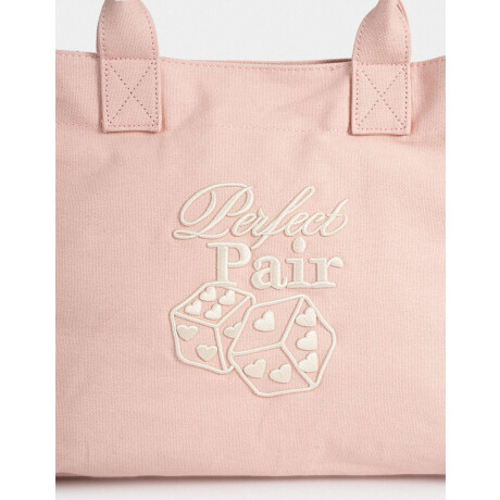 Cartera Shopper Bordada Rosa Viejo