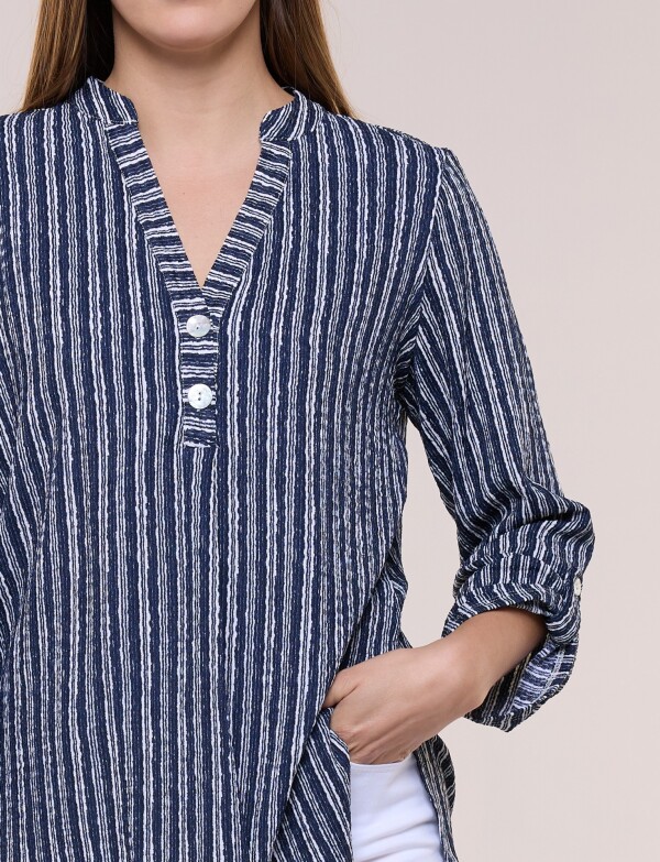 Blusa Holgada Con Textura AZUL