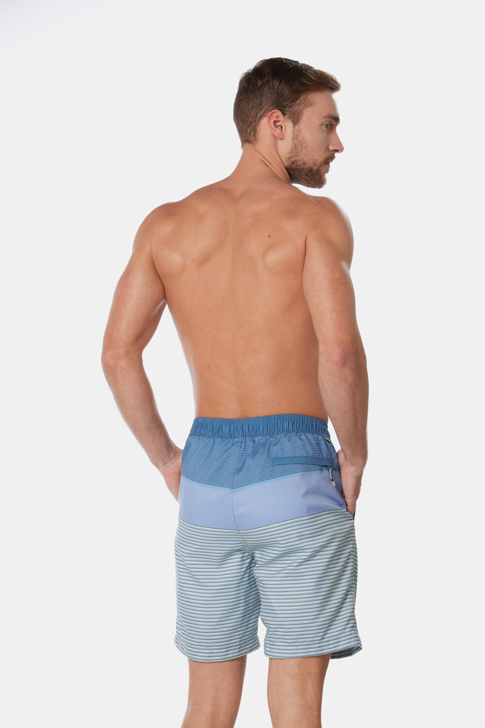 SHORT DE BAÑO RAYADO Azul