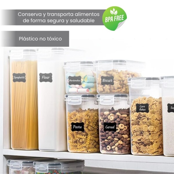 Juego de 14 Recipientes Herméticos IMBACK – Contenedores Apilables con Etiquetas Juego de 14 Recipientes Herméticos IMBACK – Contenedores Apilables con Etiquetas