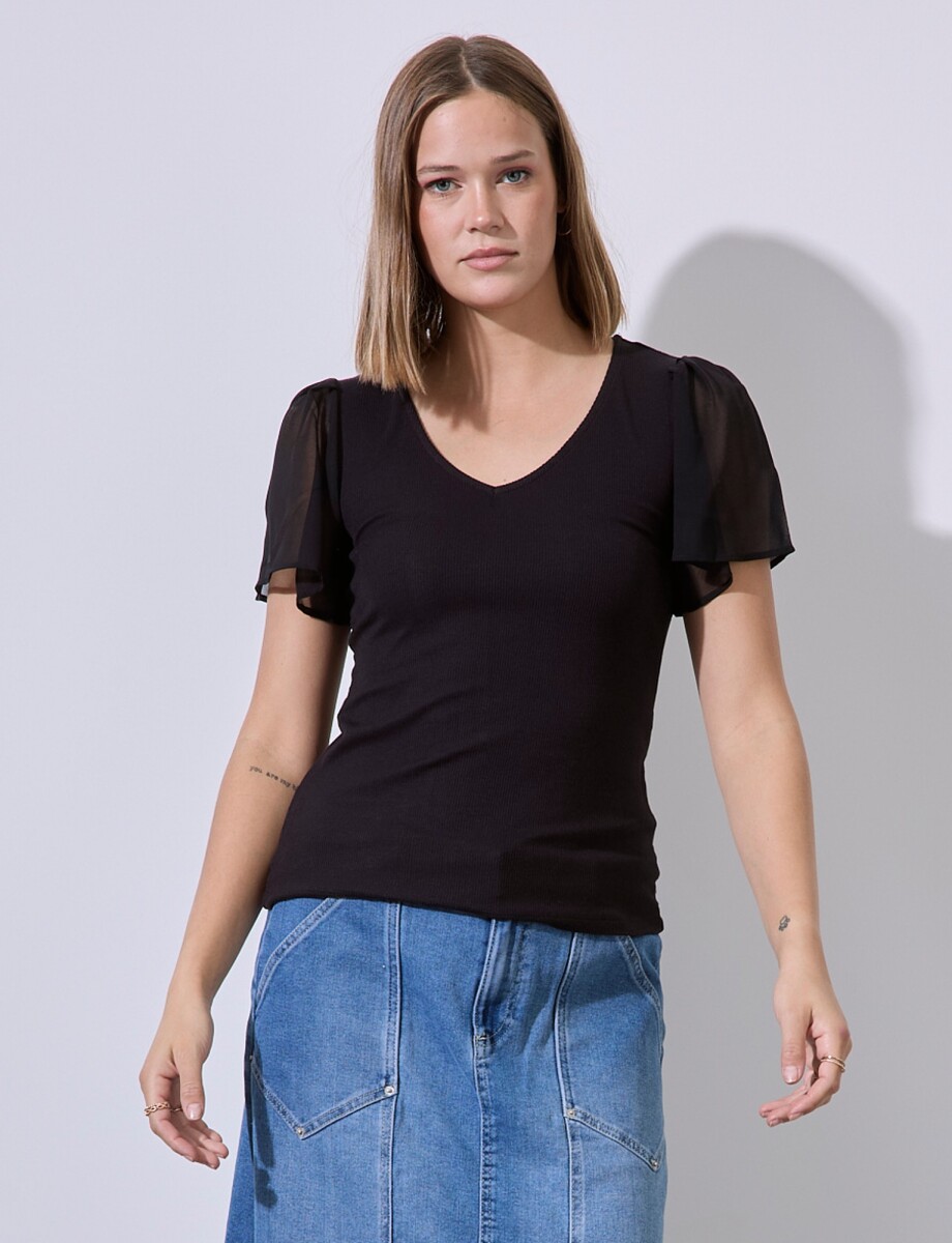 Blusa Combinada - Negro 