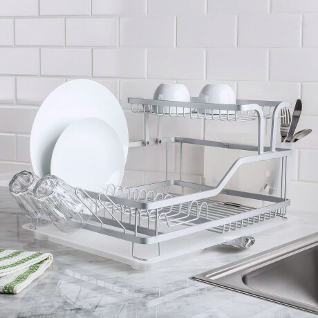 Escurridor Doble Blanco Aluminio 39x59x26cm Escurridor Doble Blanco Aluminio 39x59x26cm
