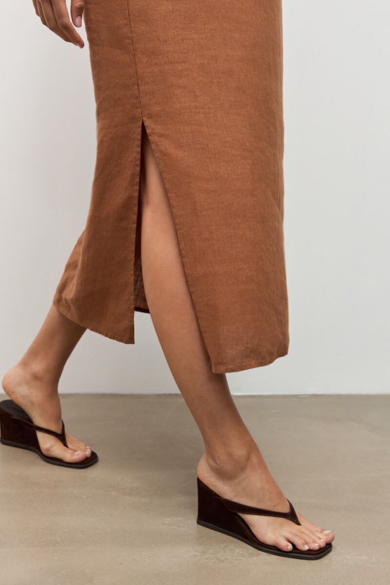 Vestido 100% Lino camel