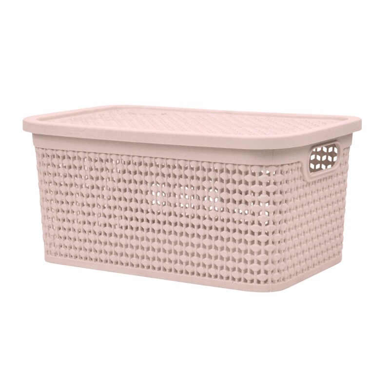 Set x2 Caja simil ratán 4 lts ROSADO