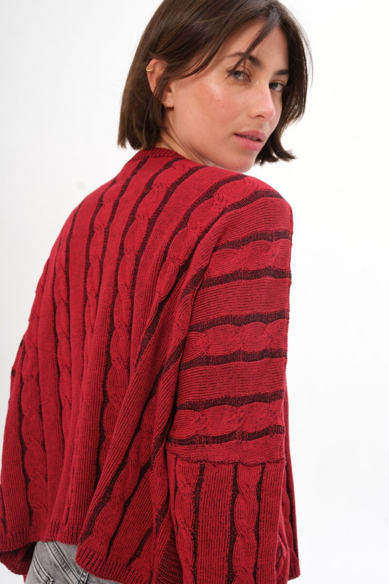 Sweater Oceano Crop Rojo/Negro